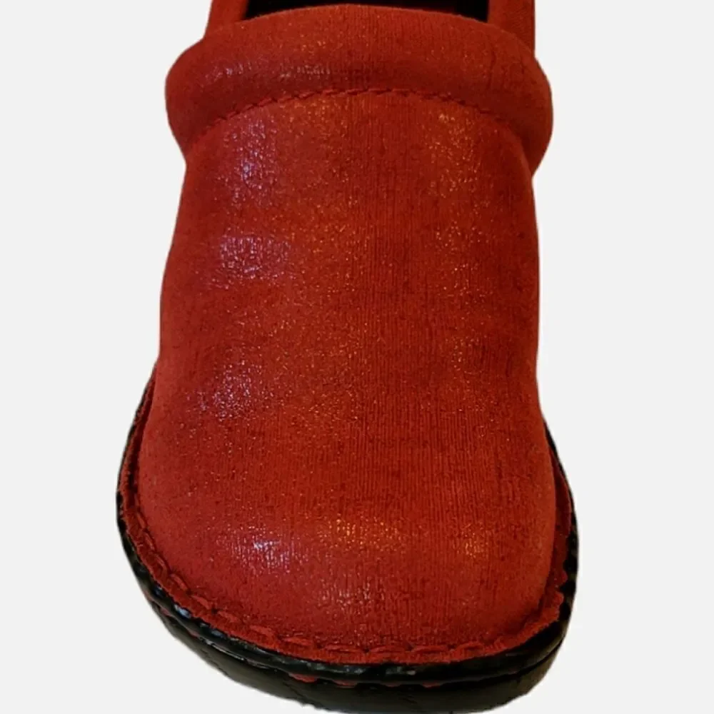 b.o.c. Born Concepts Peggy Red Leather Shimmer Cushioned Insole Clog Shoe - Picture 4 of 9